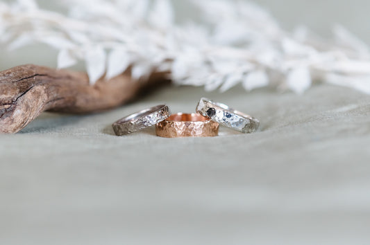 Hammered Gold and Silver Rings