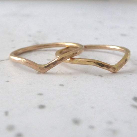 18ct rose gold wishbone wedding rings