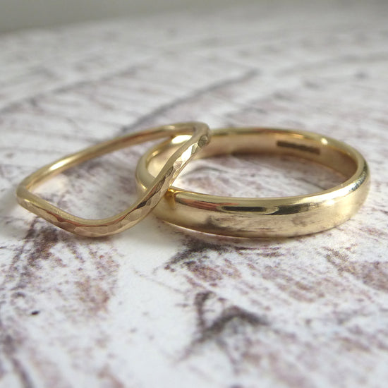 Handmade wedding rings in recycled gold