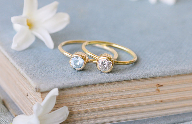 Bud Solitaire Ring, repurposed 18ct yellow gold and diamond