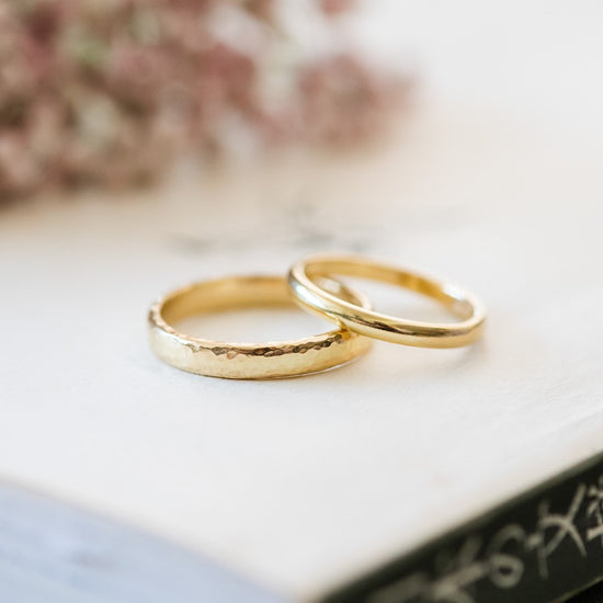 Recycled 18ct yellow gold wedding bands