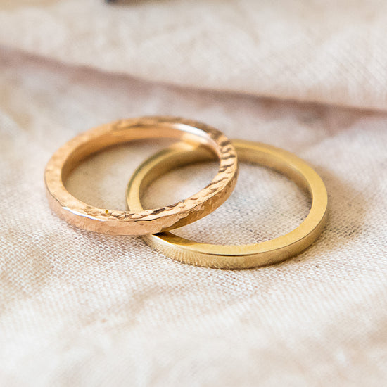 Handmade wedding bands in recycled 9ct gold