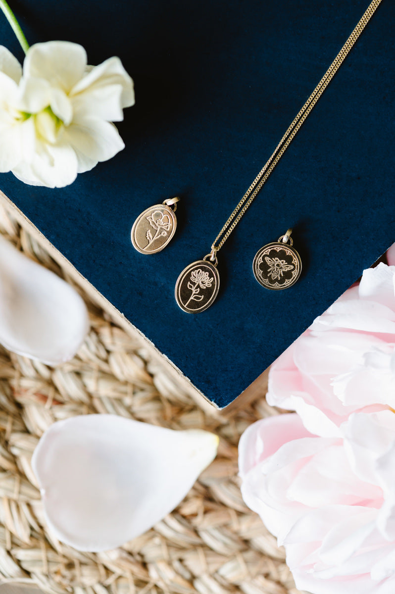 Birth Flower Necklace - Solid 9ct Gold - MTO