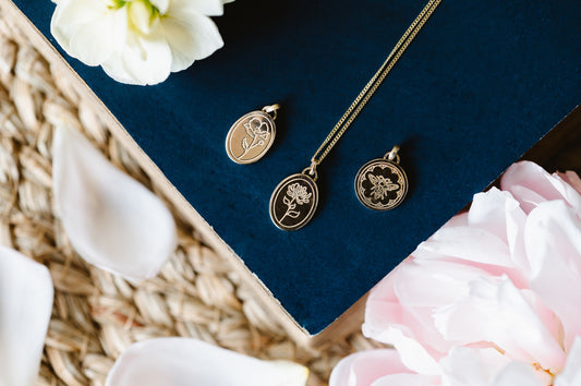 Birth Flower Necklace - Solid 9ct Gold - MTO