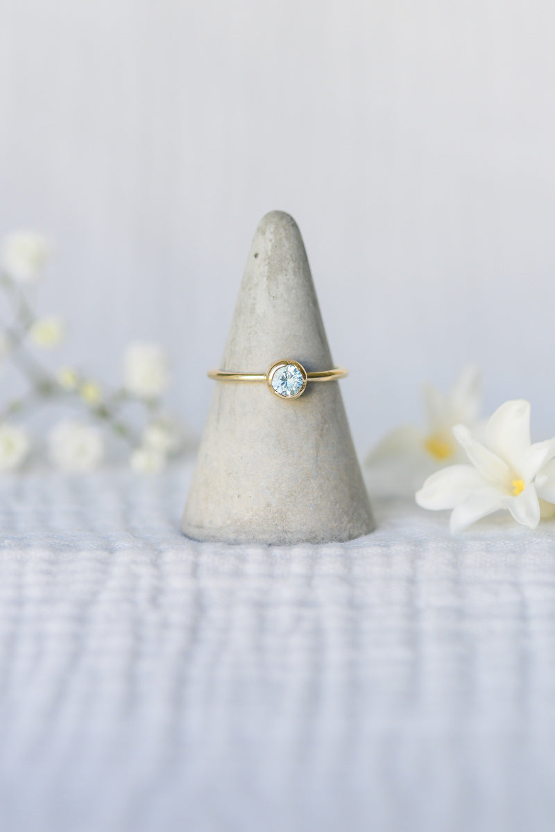 Bud Solitaire Engagement Ring, repurposed 9ct yellow gold and zircon