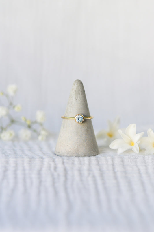 Bud Solitaire Engagement Ring, repurposed 9ct yellow gold and zircon