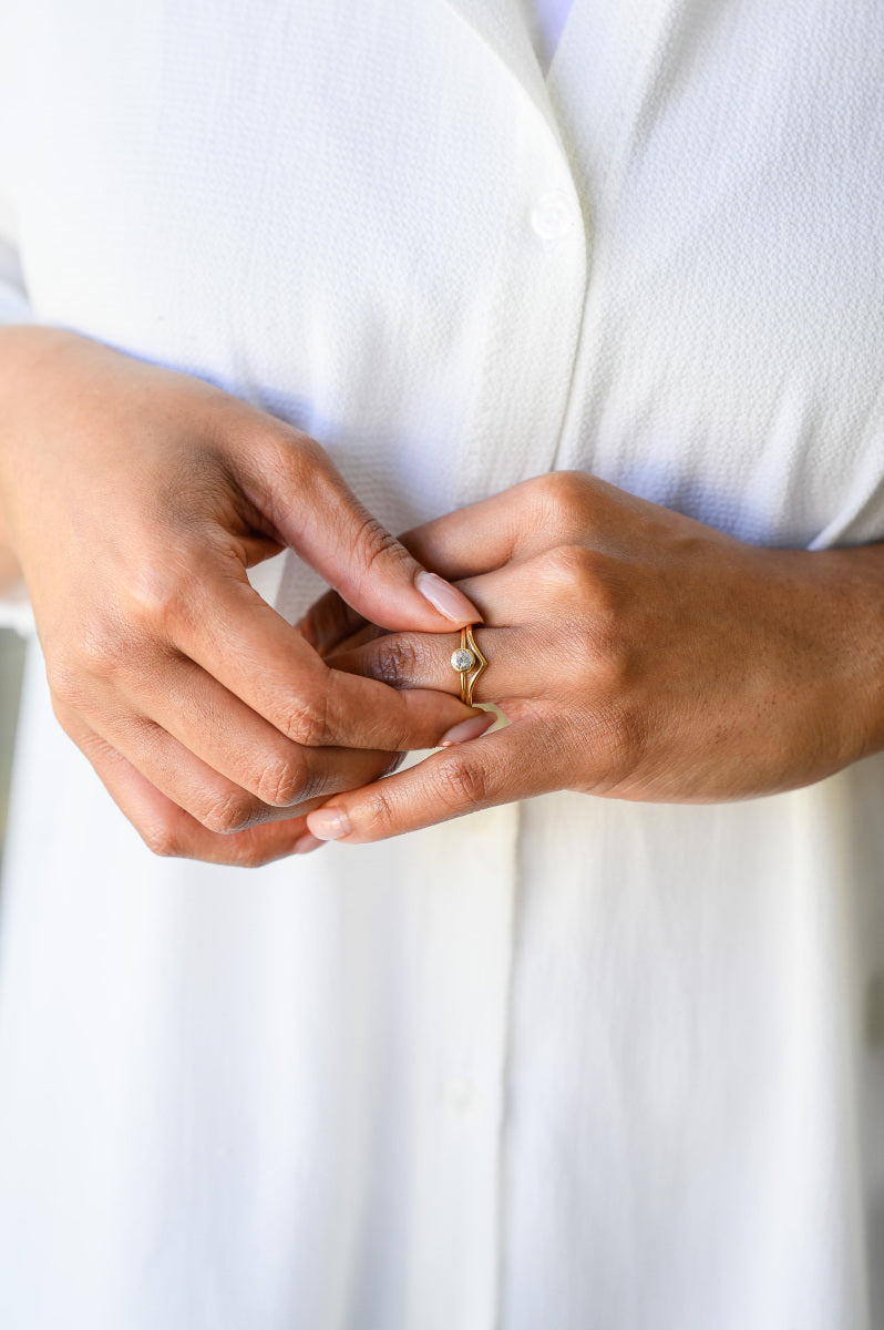 Bud Solitaire Ring, repurposed 18ct yellow gold and diamond