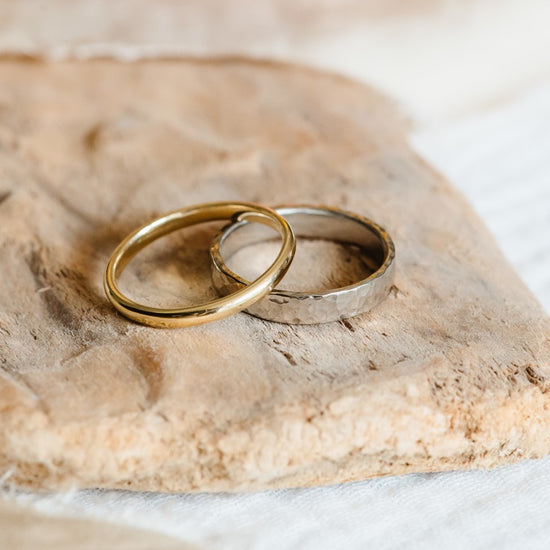 Handmade wedding bands in recycled gold
