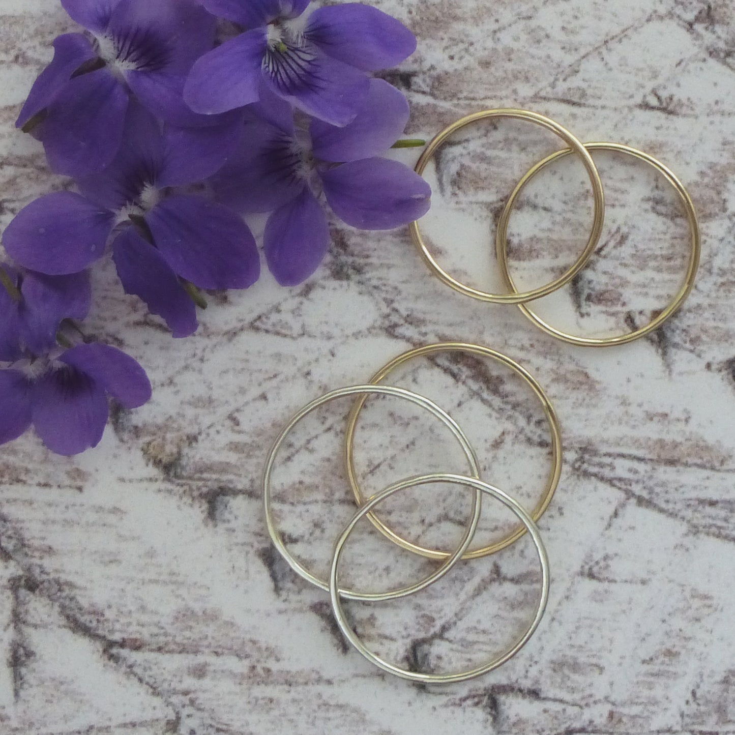 Thin Gold Rings - 9ct Gold - Set of 3