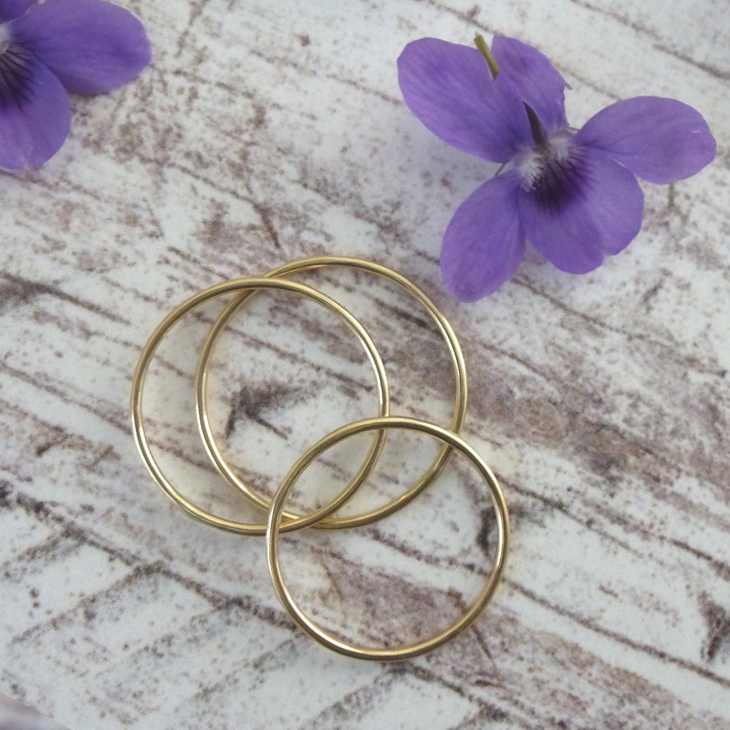 Thin hammered gold ring - 9ct yellow gold