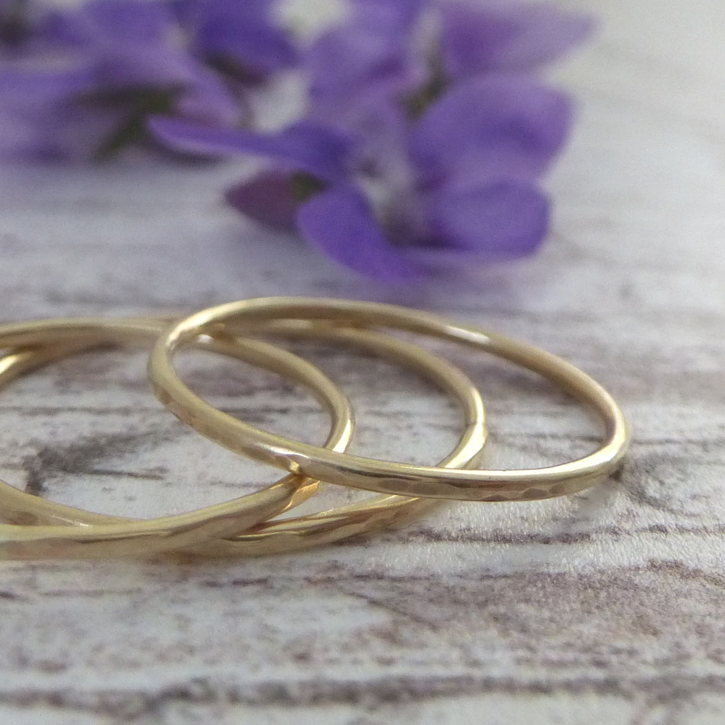 Thin Gold Rings - 9ct Gold - Set of 3