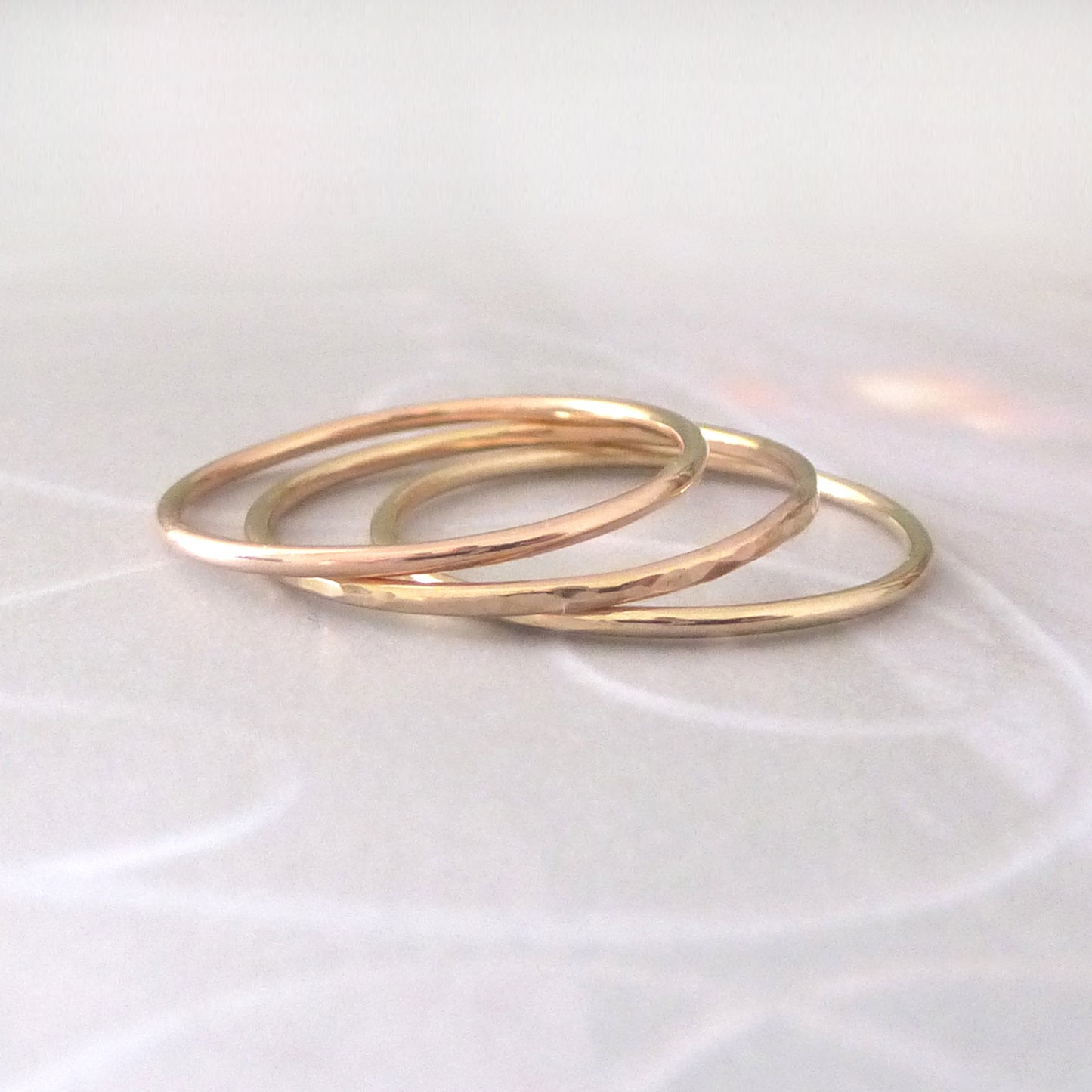Thin Gold Rings - 9ct Gold - Set of 3