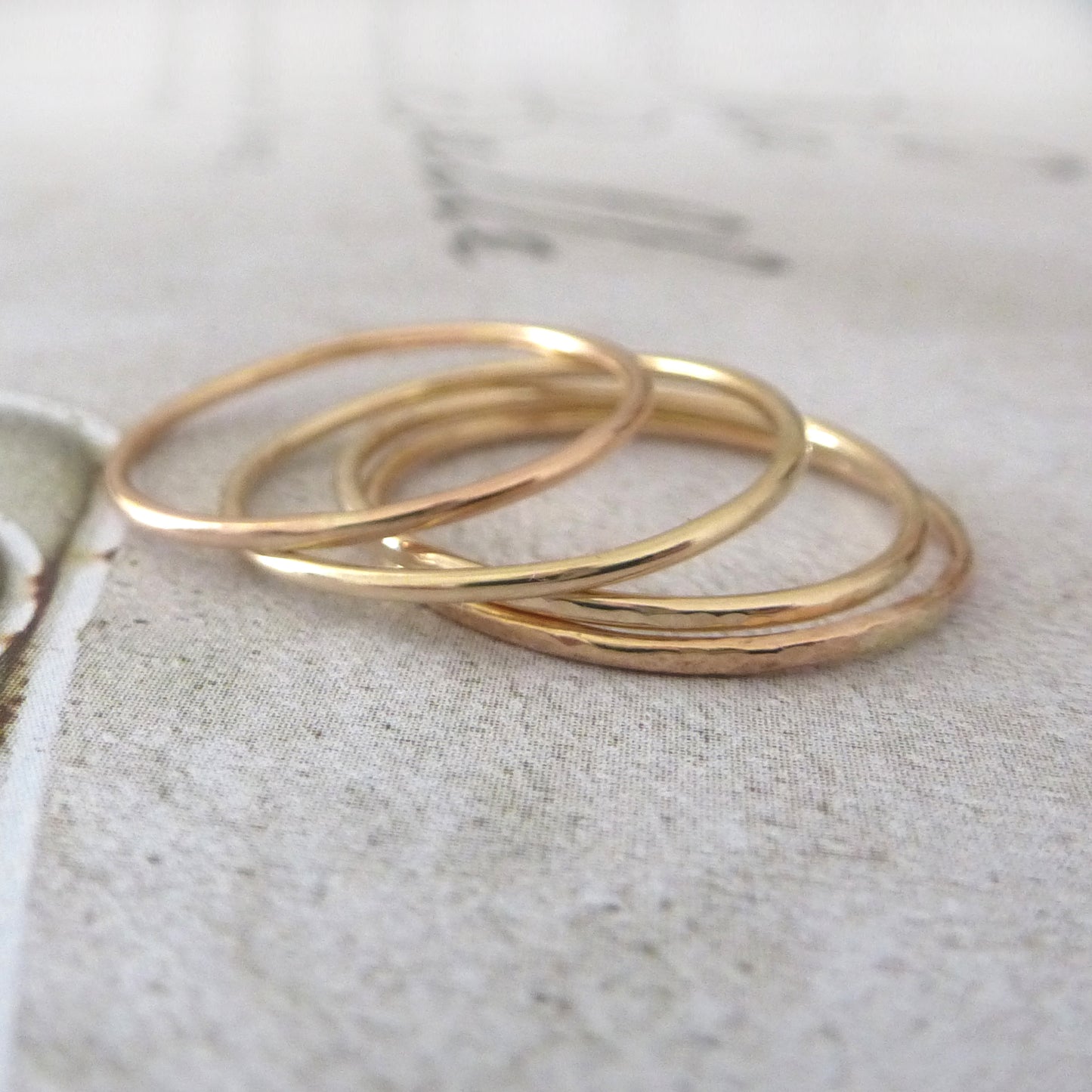 Skinny Band Rings - 9ct Gold - Set of 5