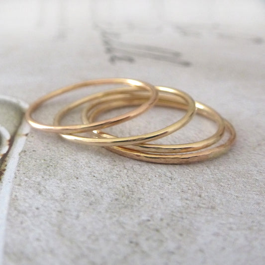 Thin Gold Rings - 9ct Gold - Set of 5
