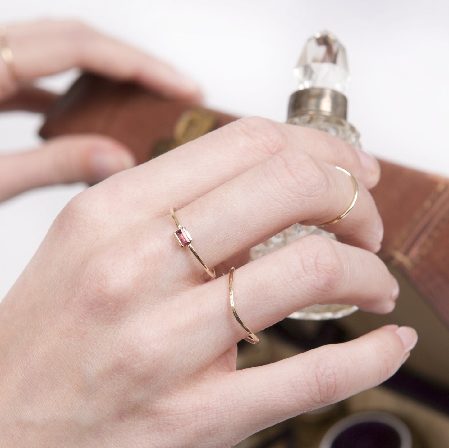 Thin Rocking Wishbone 9ct Rose Gold Ring
