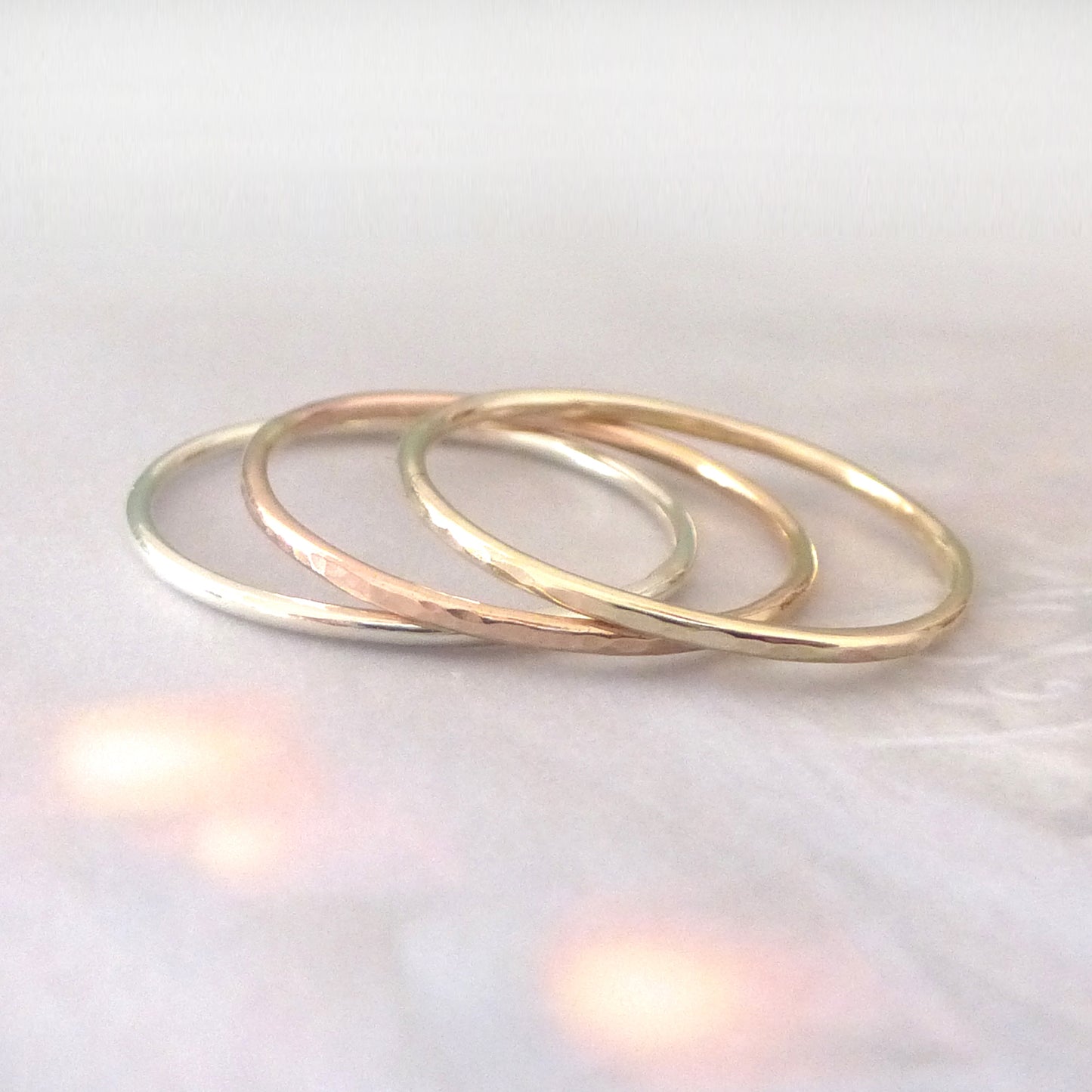 Skinny Band Rings - 9ct Gold - Set of 5