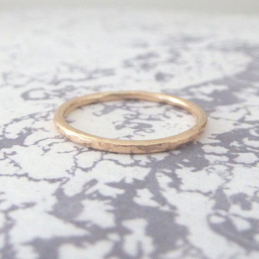 Hammered Ring - 9ct Rose Gold - 1.5mm