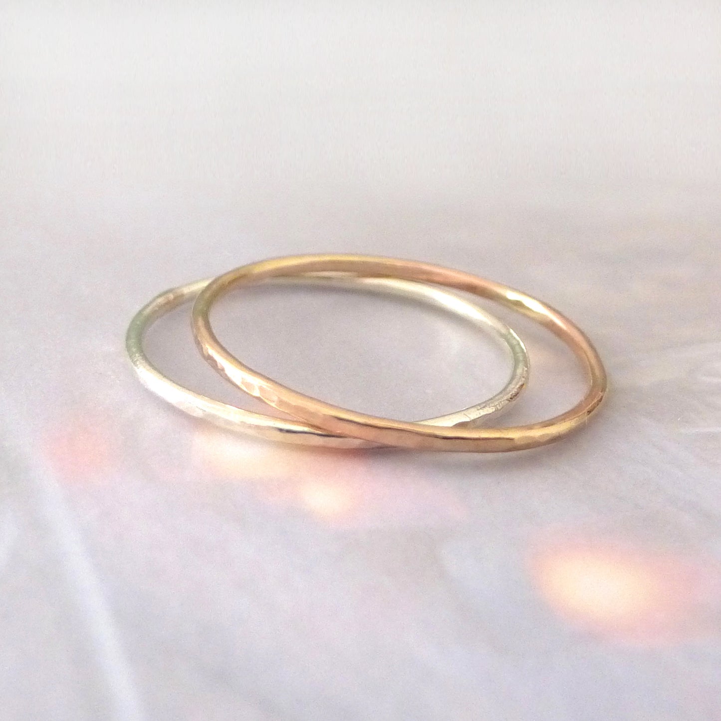 Thin hammered gold ring - 9ct rose gold