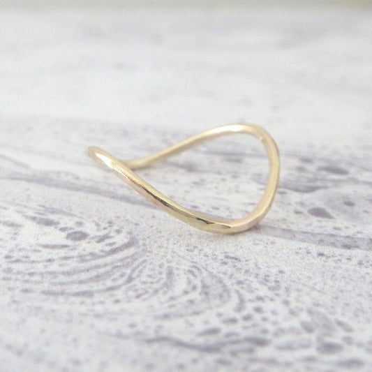 Thin Rocking Wishbone 9ct Yellow Gold Ring