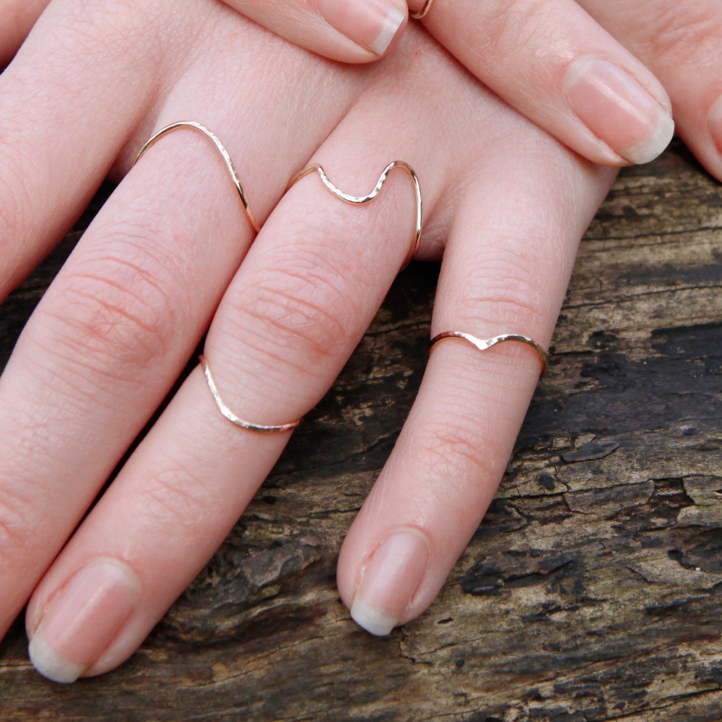 Thin Wishbone 9ct Gold Ring - yellow