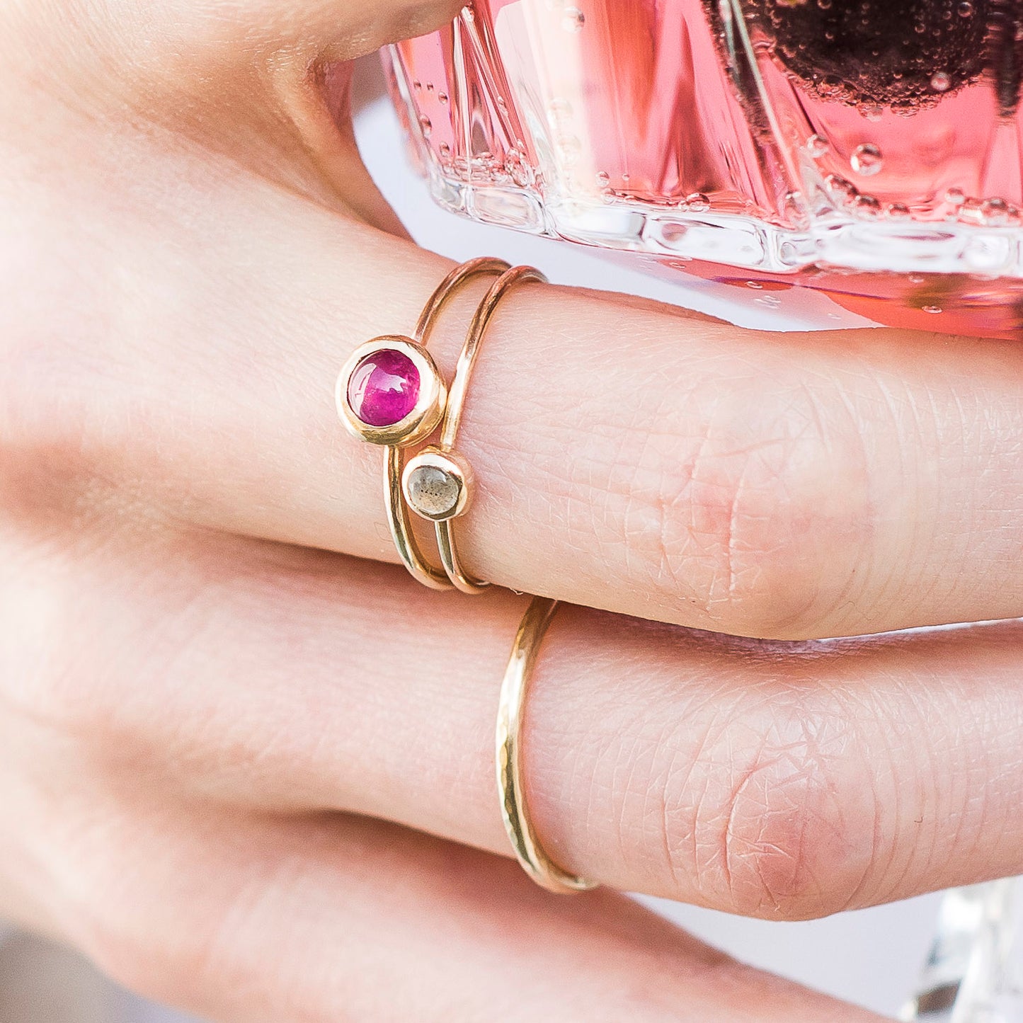Hammered Ring - 9ct Rose Gold - 1.5mm