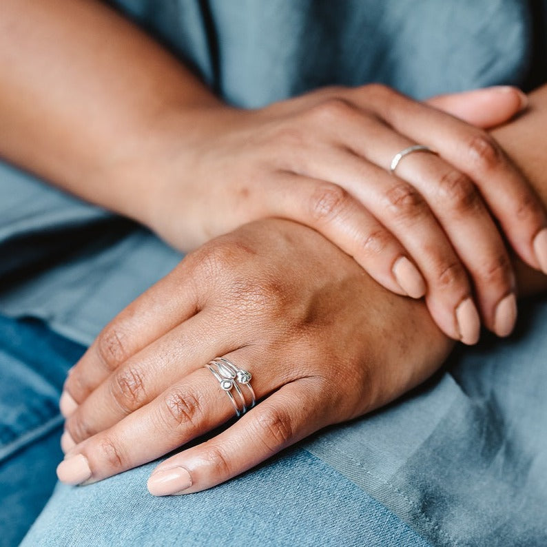 Set of stacking rings in recycled silver