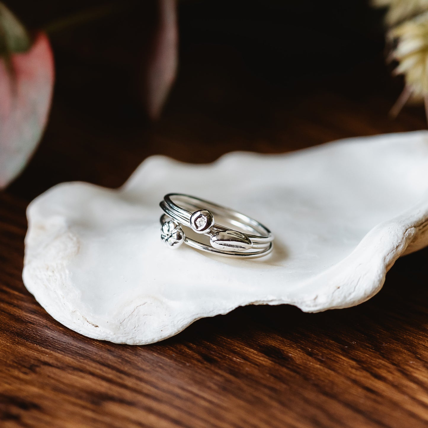 A set of 3 recycled silver ring