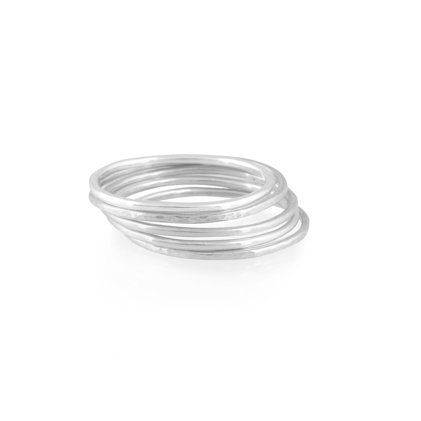 Thin Silver Rings - Sterling silver - Set of 5