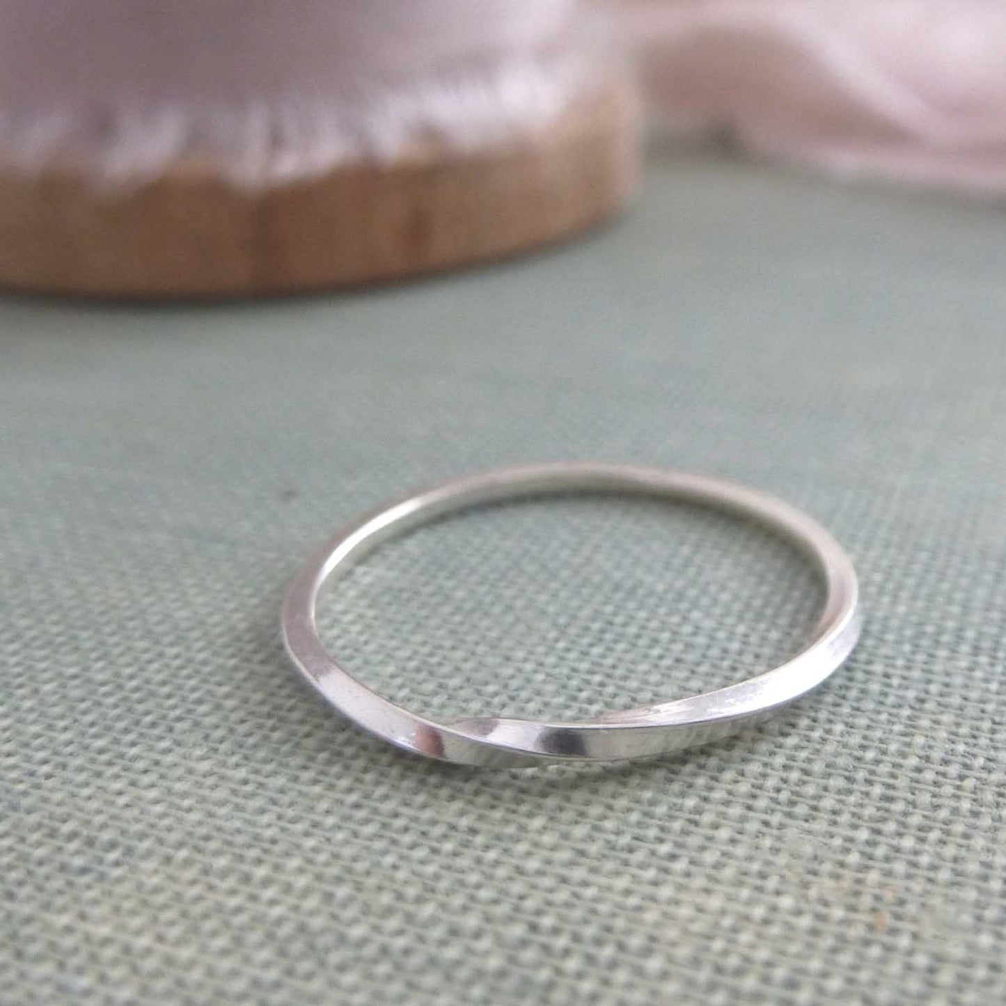 Thin twist silver ring - Sterling silver