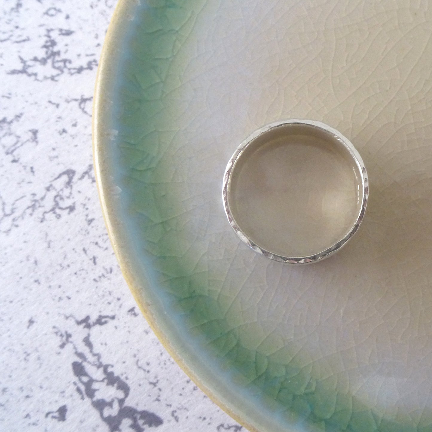 Hand Shaped Band Ring in Sterling Silver - 6mm - Hammered or Smooth