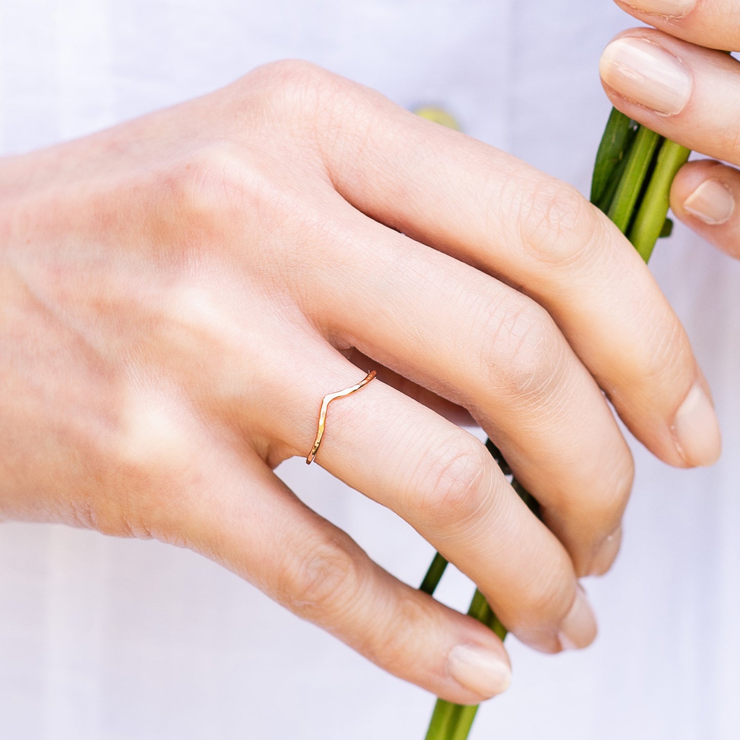 Thin Wishbone 9ct Gold Ring - yellow