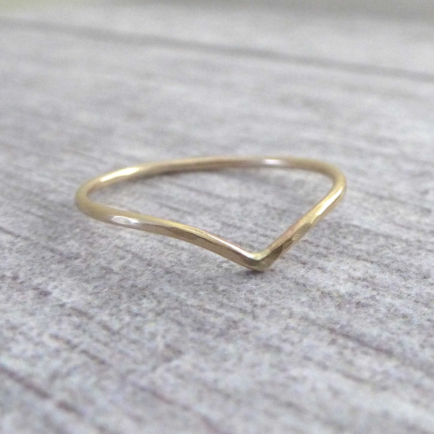Thin Wishbone 9ct Gold Ring - yellow