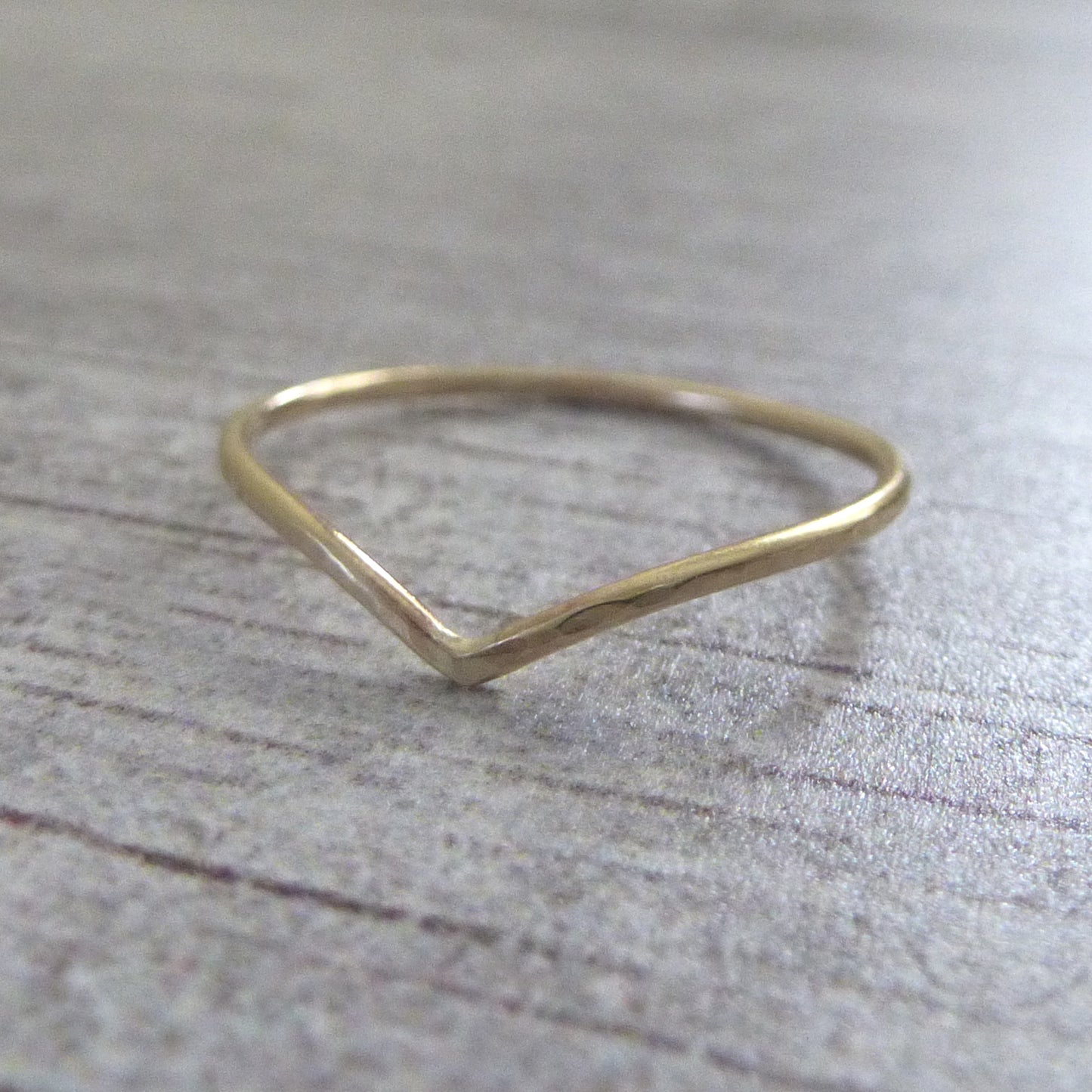 Thin Wishbone 9ct Gold Ring - yellow