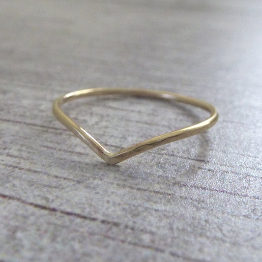 Thin Wishbone 9ct Gold Ring - yellow