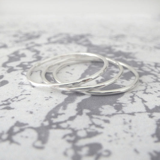 Thin Silver Rings - Sterling silver - Set of 3