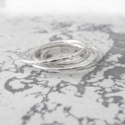 Thin Silver Rings - Sterling silver - Set of 5