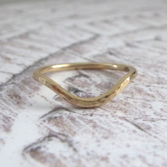 Bespoke Curved Wedding Band in Hammered Gold