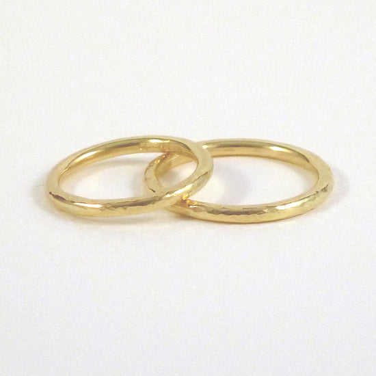 recycled gold hammered wedding bands