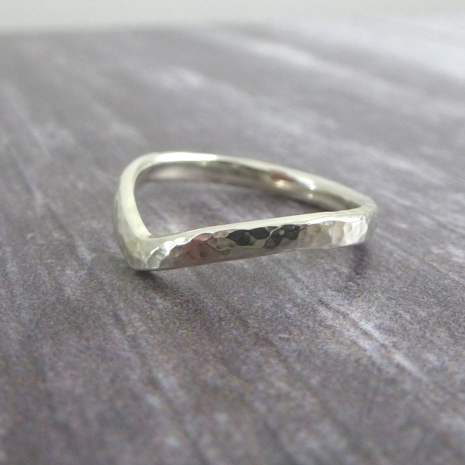 Bespoke white gold wishbone wedding band