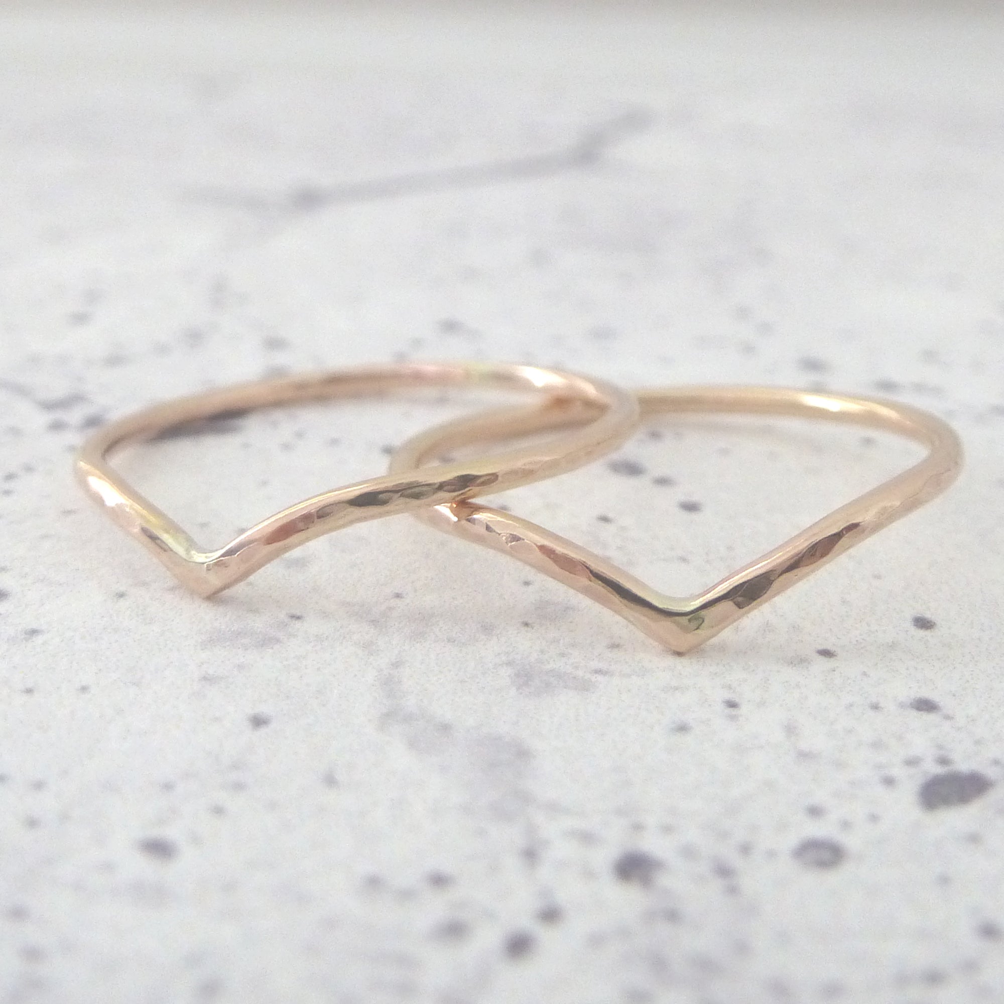 9ct rose gold wishbone wedding bands