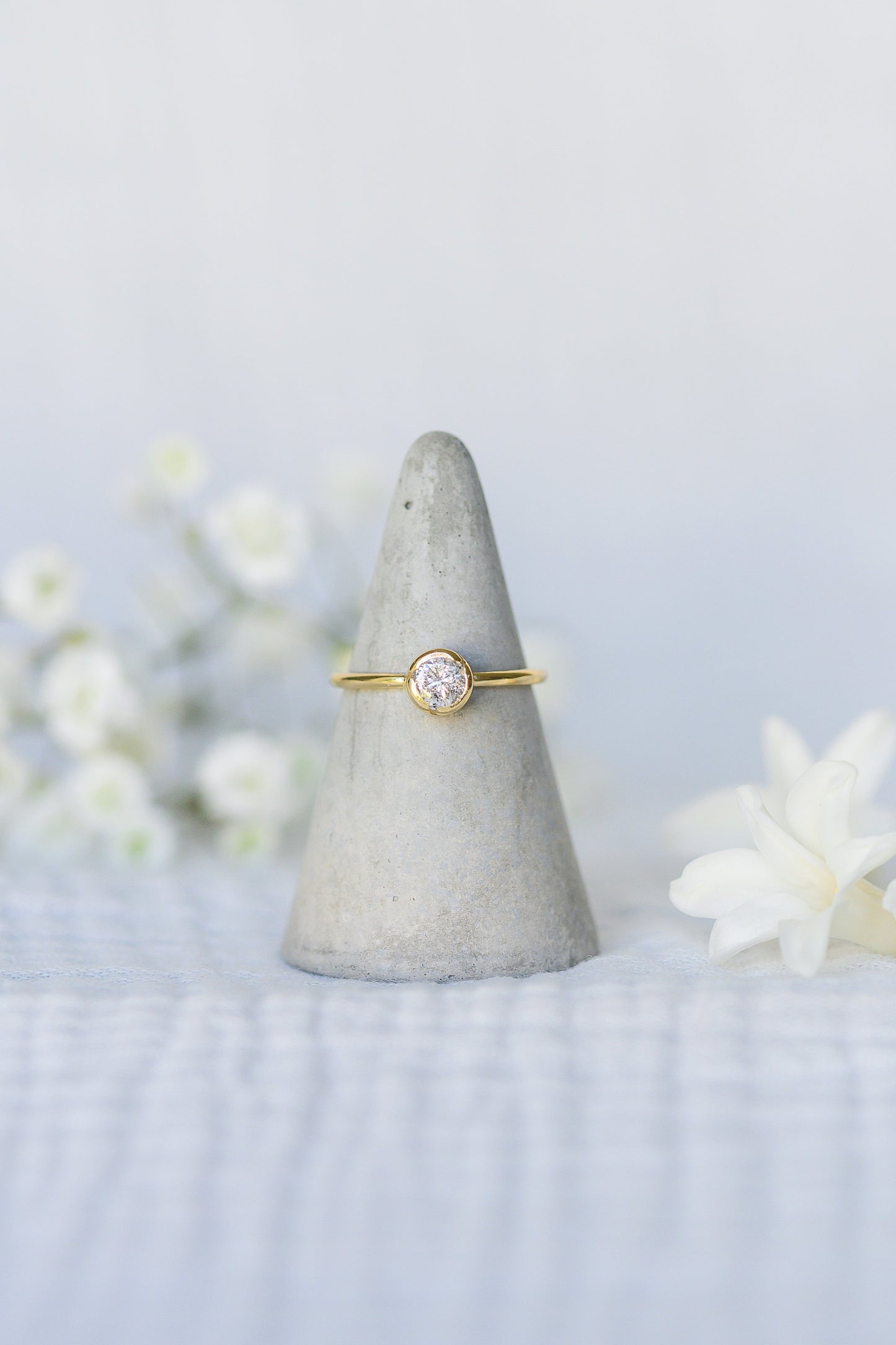 Bud Solitaire Ring, repurposed 18ct yellow gold and diamond
