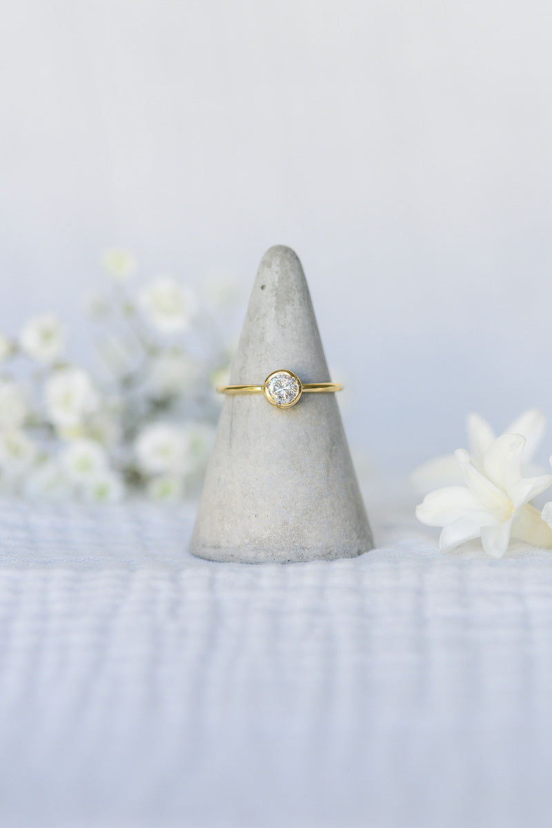 Bud Solitaire Ring, repurposed 18ct yellow gold and diamond