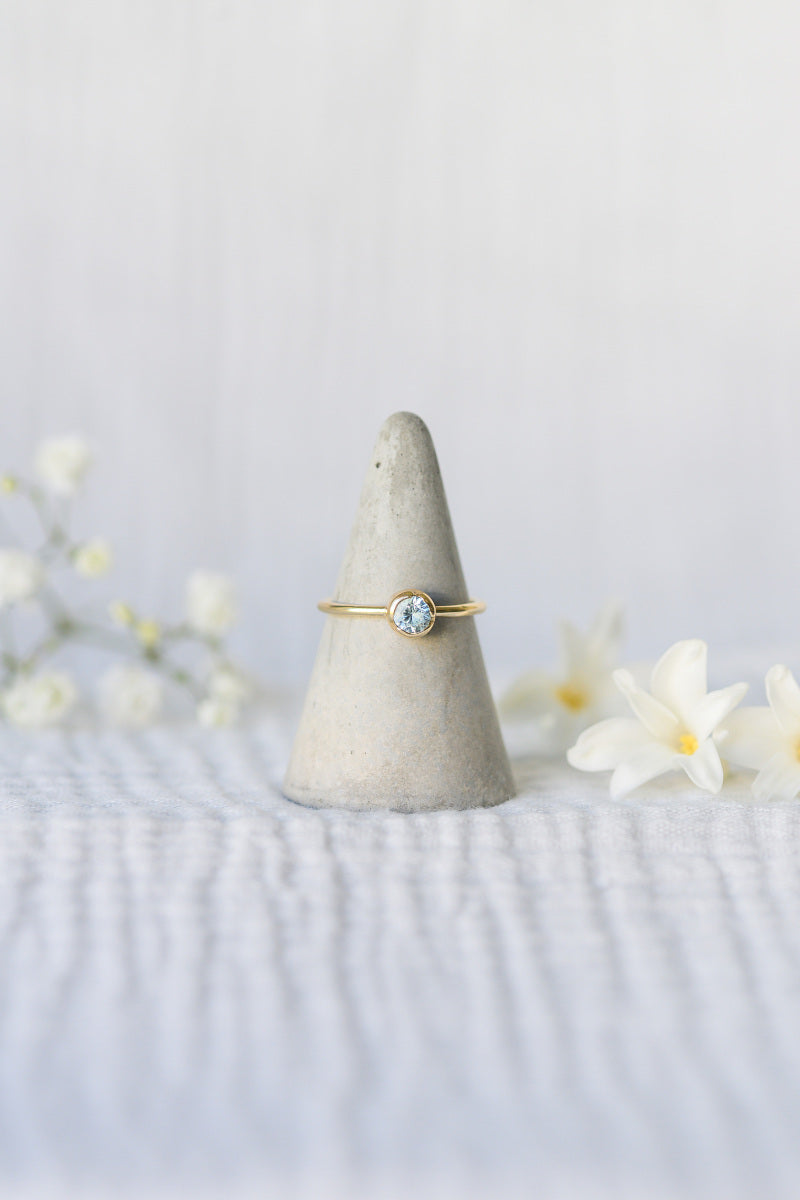 Bud Solitaire Ring, repurposed 9ct yellow gold and zircon