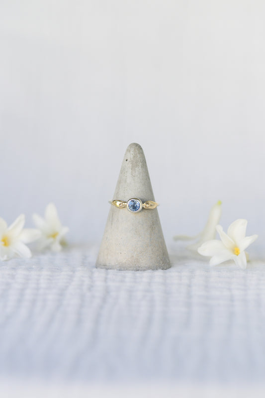 Botanical Ring, repurposed 9ct yellow / white gold and blue sapphire