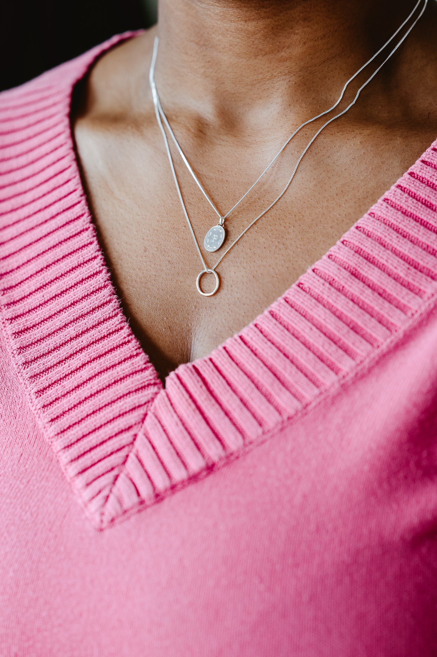 Sterling Silver Oval Necklace