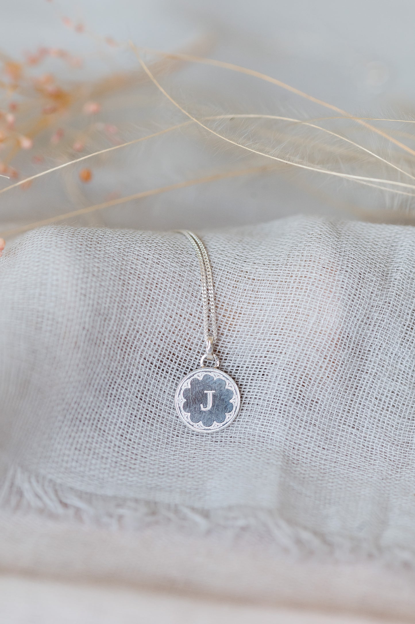 Initial Necklace - Round - Sterling Silver