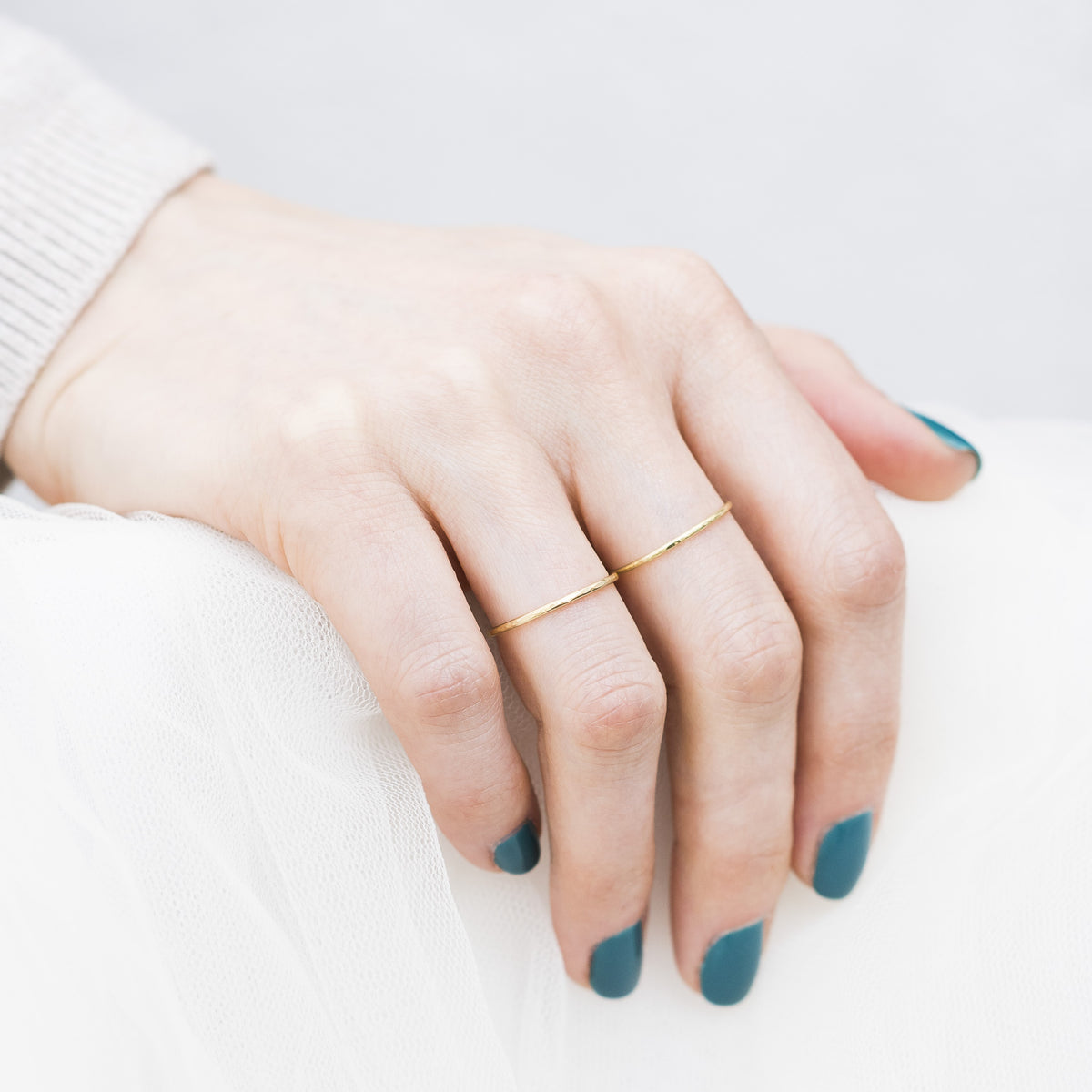 Thin 18ct gold rings from Nikki Stark Jewellery