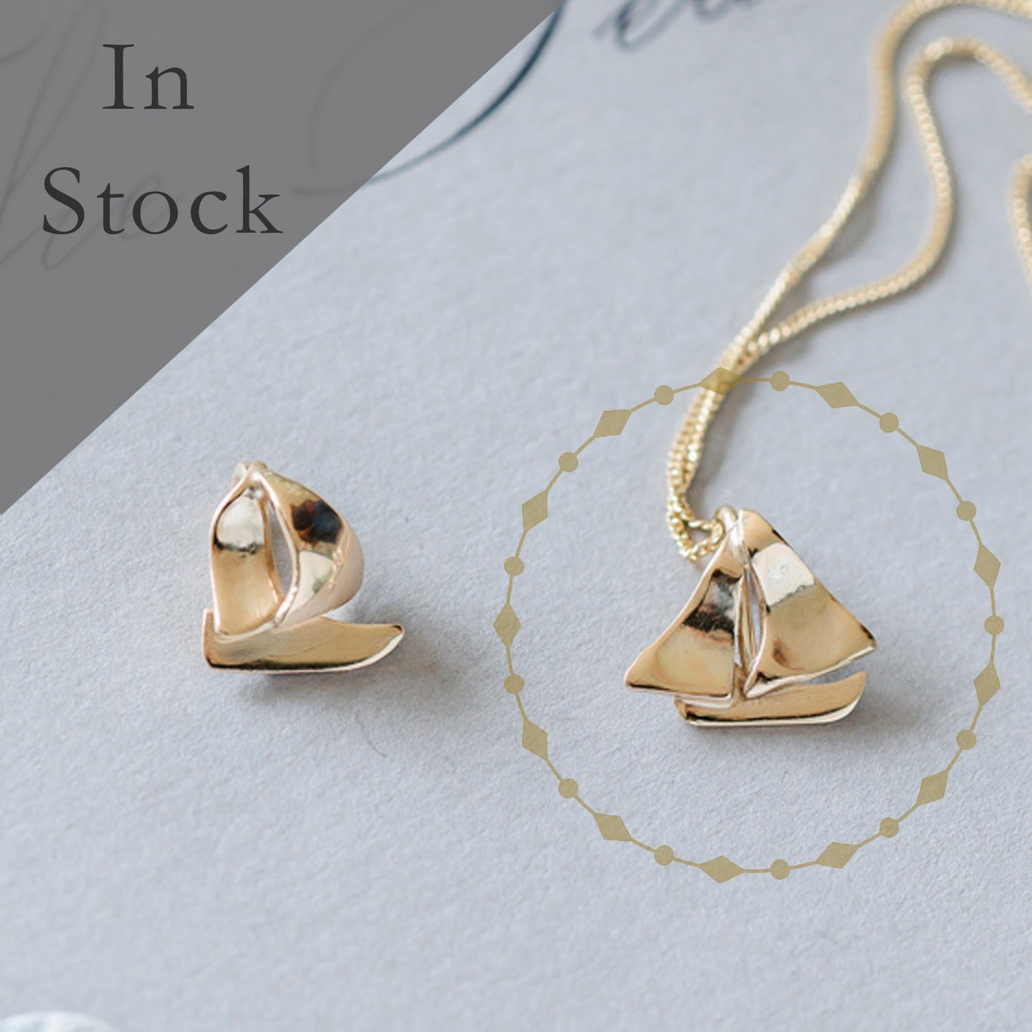 Solid 9ct Gold Sailing Boat Necklace