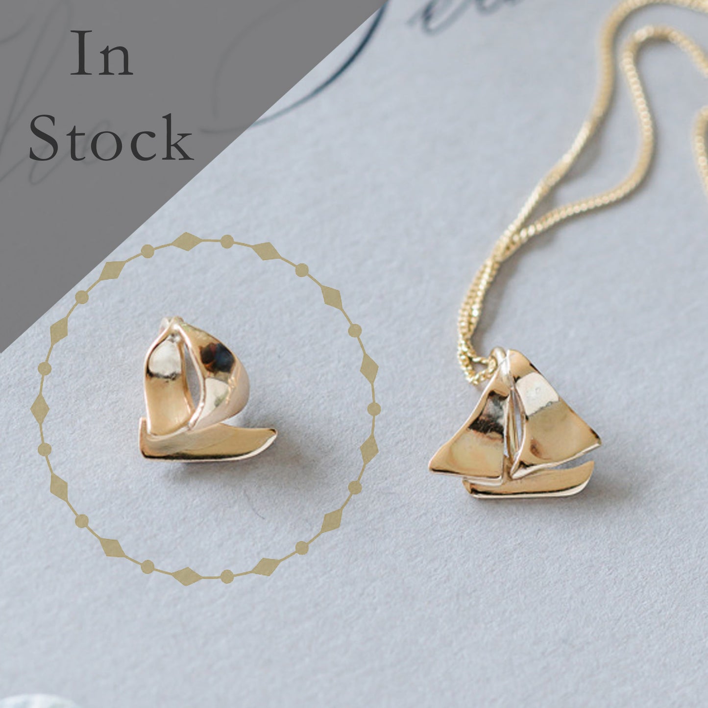 Solid 9ct Gold Sailing Boat Necklace (2)