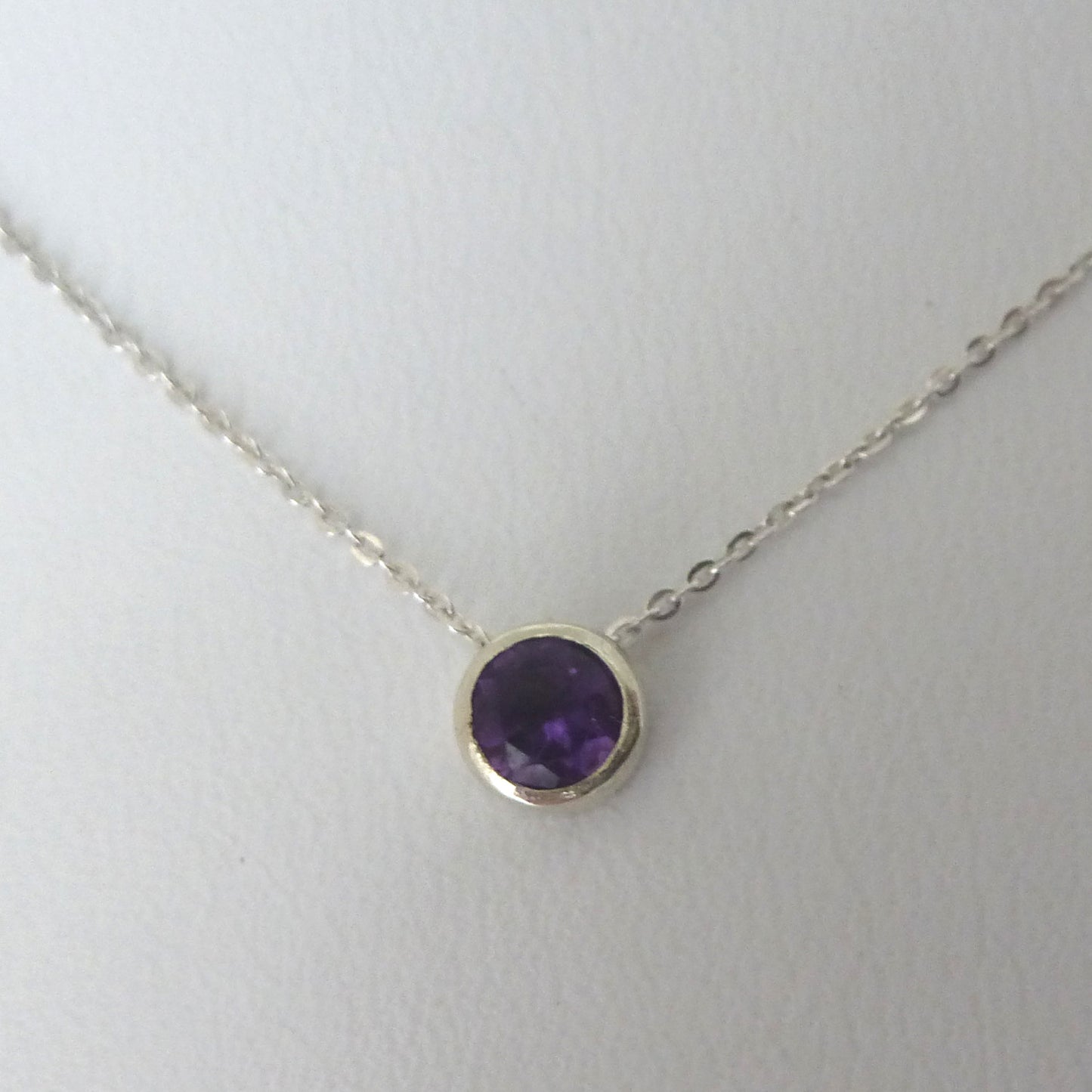 Amethyst and Sterling Silver Solitaire Necklace